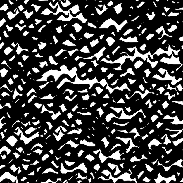 Patrón sin costuras con pinceladas grunge onduladas negras en formas abstractas sobre fondo blanco Ilustración vectorial