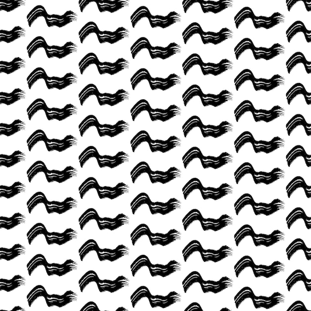 Patrón sin costuras con pinceladas onduladas negras en formas abstractas sobre fondo blanco Ilustración vectorial