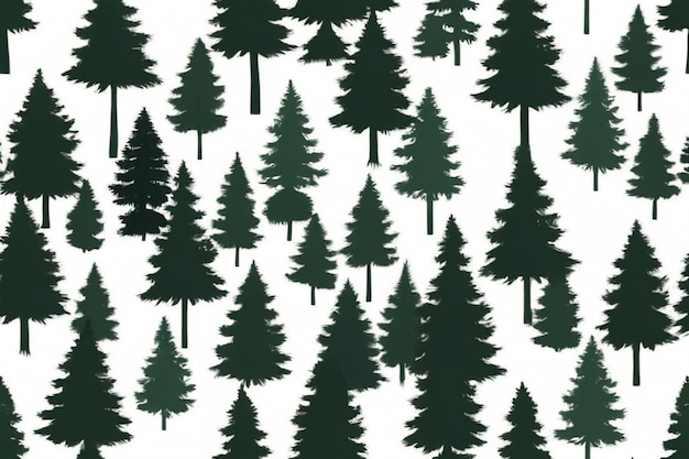Patrón sin costuras con pinos dibujados a mano en fondo blanco papel tapiz de bosque de Navidad