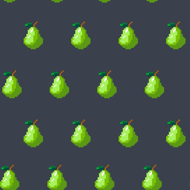 Vector el patrón sin costuras de pixel art pear