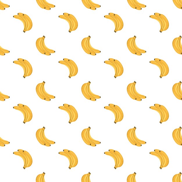 Patrón sin costuras con plátano amarillo dulce. Impresión de alimentos con deliciosas frutas exóticas saludables. Ilustración plana vectorial