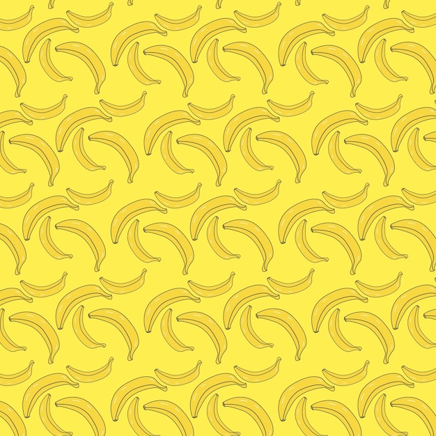 Patrón sin costuras con plátanos amarillos sobre un fondo amarillo Ilustración vectorial