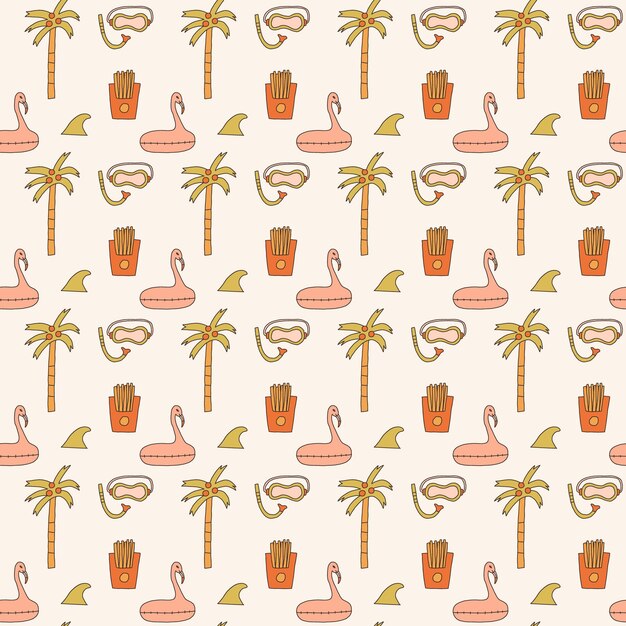 El patrón sin costuras de la playa de verano de palma tropical vintage