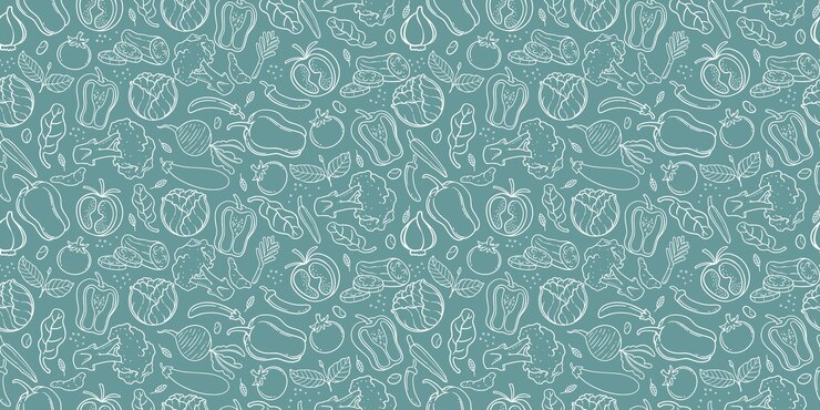 El patrón sin costuras presenta verduras frescas de granja orgánica Ilustración vectorial dibujado de verduras