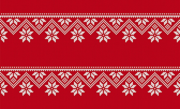 Patrón sin costuras de punto de navidad fondo de impresión de punto rojo con zigzag y copos de nieve textura de invierno de navidad