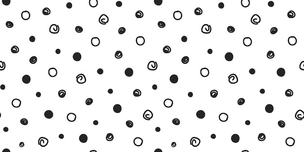 Patrón sin costuras con puntos aleatorios abstractos, puntos, círculos, dibujo simple a mano, grabado de garabateo, vector.