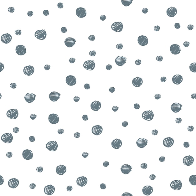 Patrón sin costuras con puntos aleatorios de color plateado dibujados a mano por marcador. Fondo con estilo de lunares.