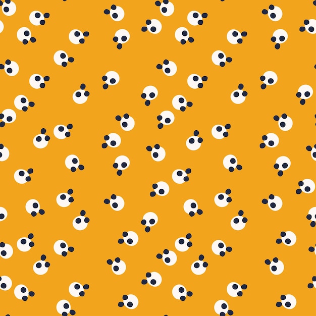 Patrón sin costuras de puntos azul marino y blanco con fondo naranja.