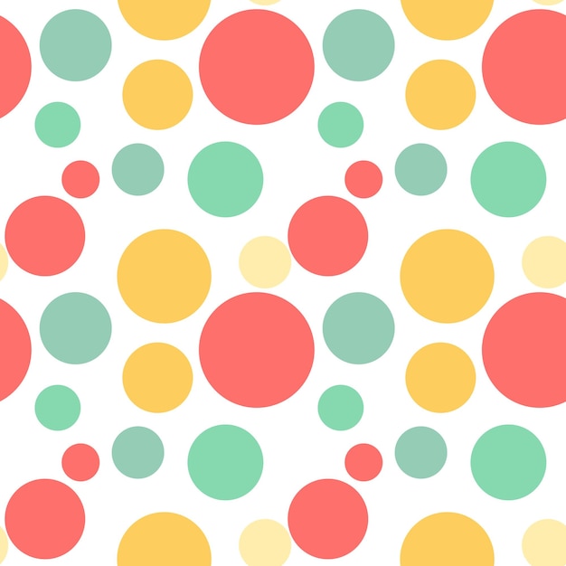 Patrón sin costuras de puntos de círculos coloridos en colores de moda. ilustración vectorial