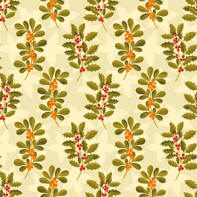 Patrón sin costuras rama planta floral de navidad adorno de año nuevo diseño botánico de decoración