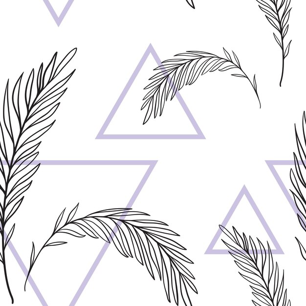 Patrón sin costuras con ramitas y triángulos. patrón minimalista. ilustración vectorial