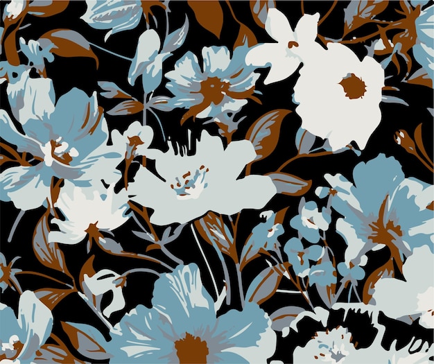 patrón sin costuras con un ramo de acuarelas de flores cósmicas abstractas