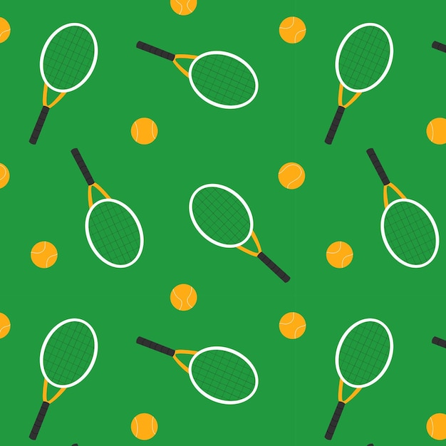 Patrón sin costuras con raqueta de tenis y pelota Patrón para torneos de tenis Fondo de tenis