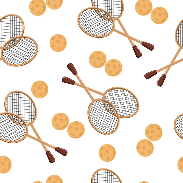 Patrón sin costuras con raquetas y bolas de tenis
