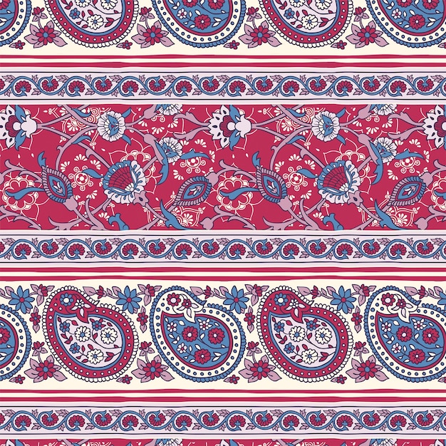 Patrón sin costuras de rayas étnicas de Paisley Patrón de paisley oriental tradicional sin costuras