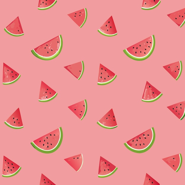 patrón sin costuras de rebanadas de sandía en un fondo rosado en un estilo de diseño plano vibrante y lúdico