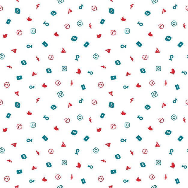 Patrón sin costuras con redes sociales Ilustración vectorial para papel tapiz