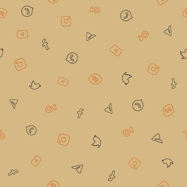 Patrón sin costuras con redes sociales Ilustración vectorial para papel tapiz