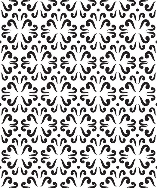 Patrón sin costuras con remolinos de fondo floral abstracto en estilo clásico retro en blanco y negro