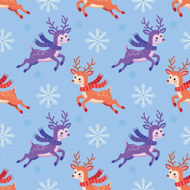 Patrón sin costuras de renos de Navidad Fondo festivo de Año Nuevo Ilustración vectorial