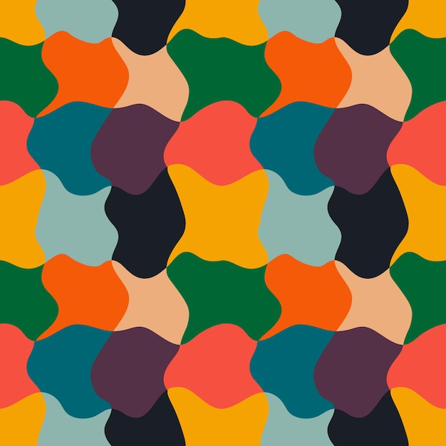 Patrón sin costuras retro abstracto de los años 70 Patrón de mediados de siglo Ilustración vectorial