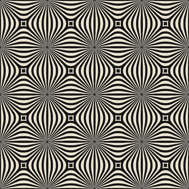 Patrón sin costuras retro floral geométrico en blanco y negro