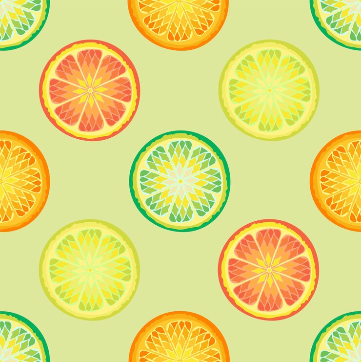 Patrón sin costuras de rodajas de cítricos Rodajas de pomelo naranja limón lima