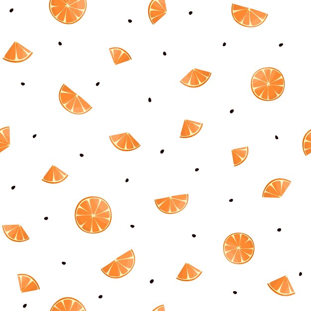 Patrón sin costuras de rodajas de naranja y puntos Adorno para envolver tela de papel Vector premium