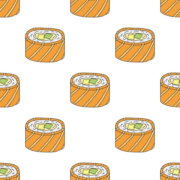 Patrón sin costuras con rollo de sushi para papel de embalaje de impresión decorativa papel tapiz de menú y tela