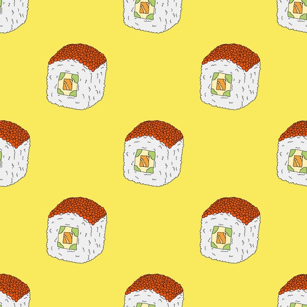 Patrón sin costuras con rollo de sushi para papel de embalaje de impresión decorativa papel tapiz de menú y tela