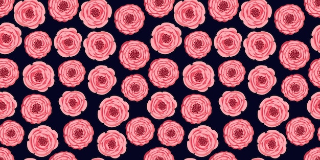 Patrón sin costuras con rosas florecientes Ilustración floral vectorial para envoltura de tela de póster postal
