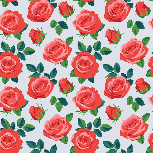 Patrón sin costuras de rosas rojas