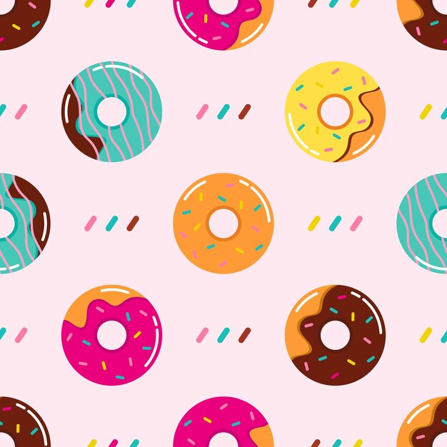 Patrón sin costuras de rosquillas con esmaltes multicolores