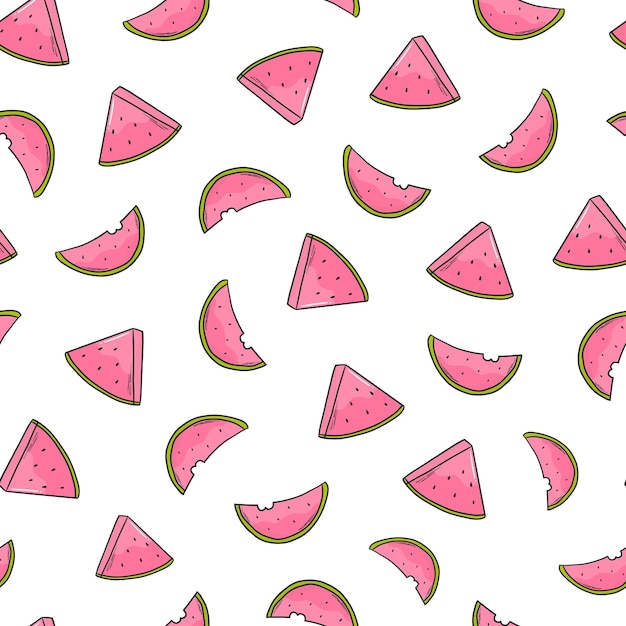 patrón sin costuras de sandía con garabates dibujados a mano para impresiones textiles de verano papel tapiz