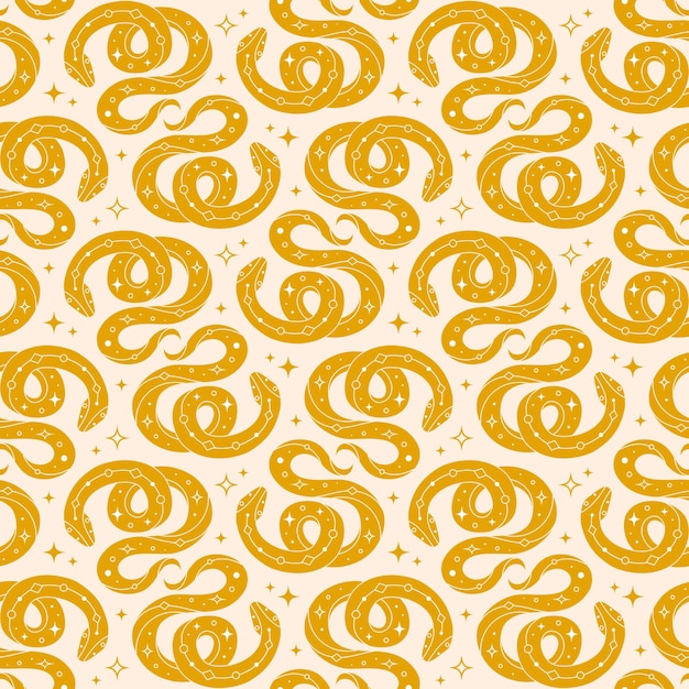 Patrón sin costuras con serpiente amarilla en fondo pastel