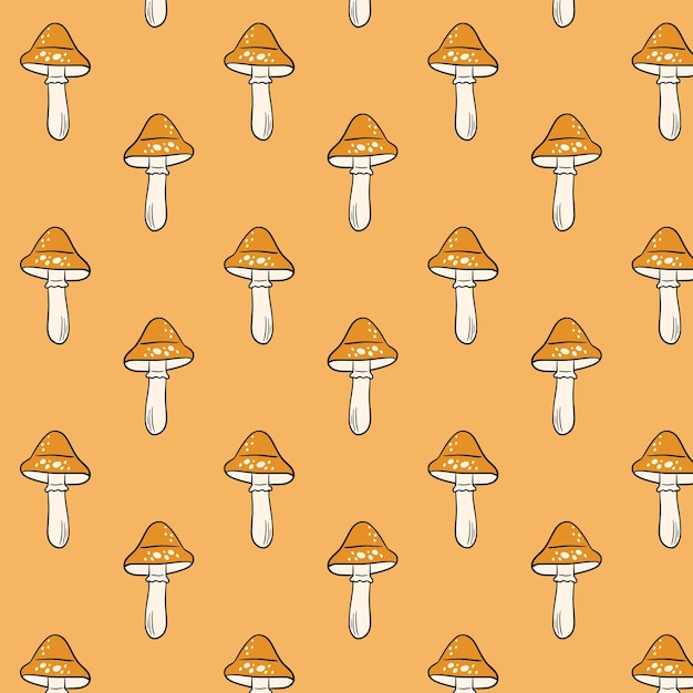 Patrón sin costuras con setas amarillas sobre un fondo beige Perfecto para diseños de otoño