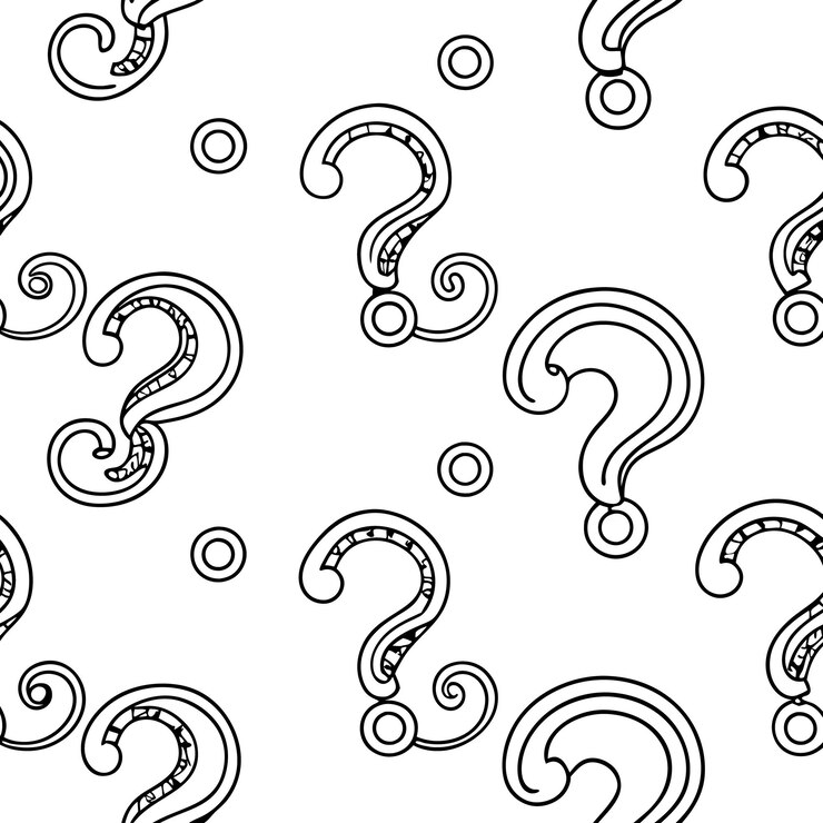 Vector patrón sin costuras con signos de interrogación y círculos en blanco y negro
