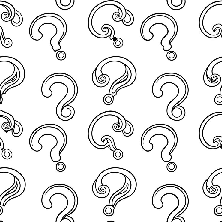 Vector patrón sin costuras de signos de interrogación negros sobre fondo blanco