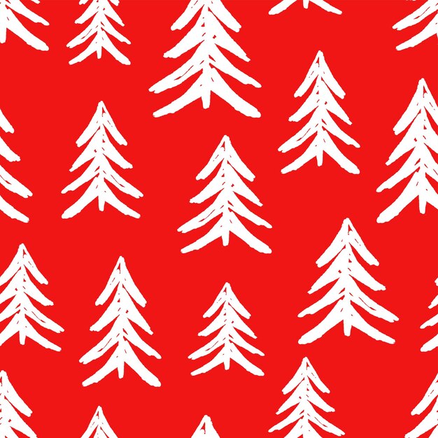 Patrón sin costuras de siluetas dibujadas árboles de Navidad congelados abstractos