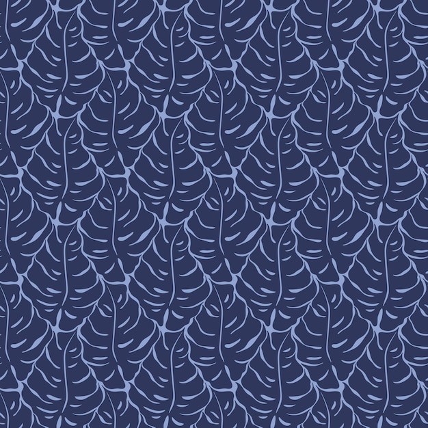 Vector patrón sin costuras con siluetas de hojas de monstera fondo tropical de tendencia ilustración vectorial