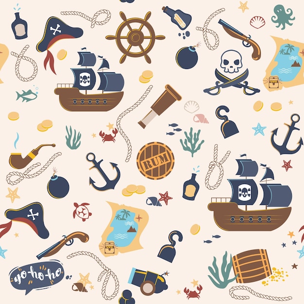 El patrón sin costuras de los símbolos piratas