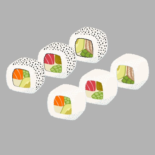 Patrón sin costuras de sushi, comida asiática, fondo de sushi japonés