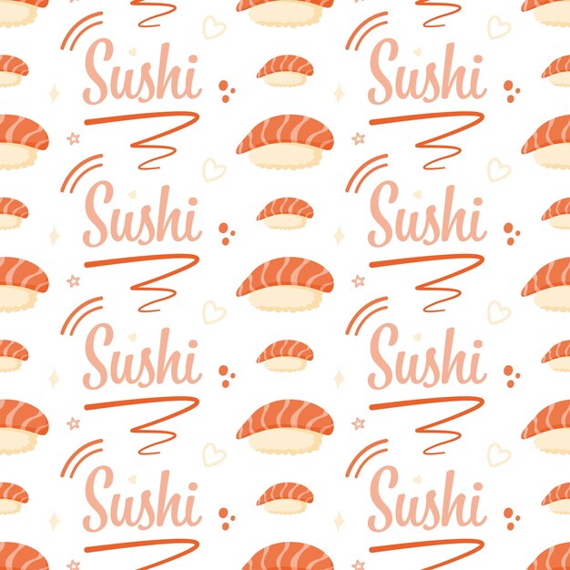 Patrón sin costuras con sushi para decoración.