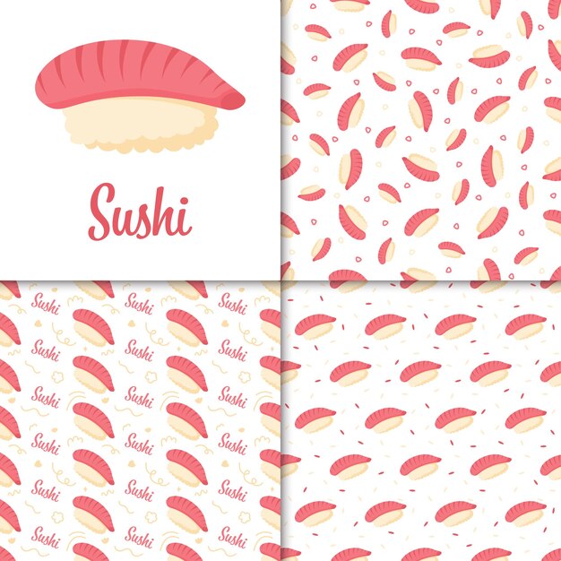 Patrón sin costuras con sushi para decoración.