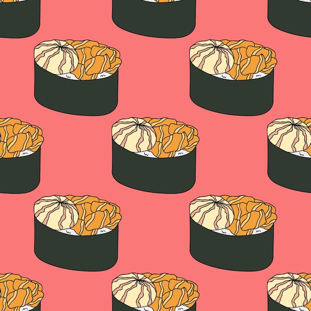 Patrón sin costuras con sushi para papel de embalaje de impresión decorativa papel tapiz de menú y tela