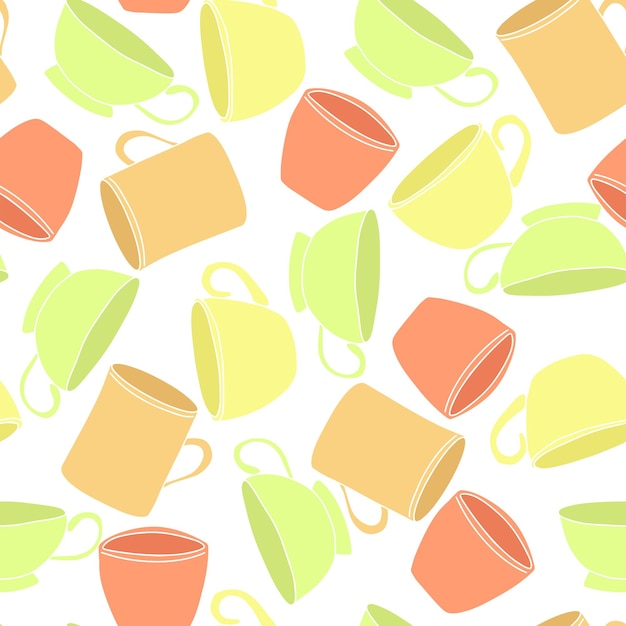 Patrón sin costuras con taza para té y café. ilustración vectorial
