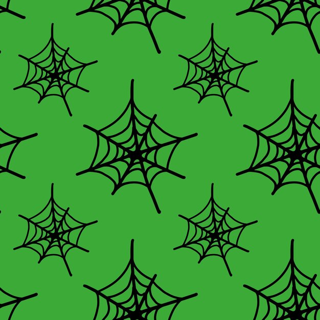 Patrón sin costuras de tela de araña de halloween vectorial Ilustración divertida y linda para el diseño de temporada decoración textil sala de juegos para niños o tarjeta de felicitación Impresiones dibujadas a mano y garabatos
