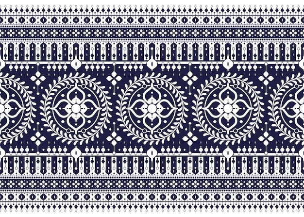patrón sin costuras de tela étnica geométrica y floral en diseño de fondo blanco para tela, etc.