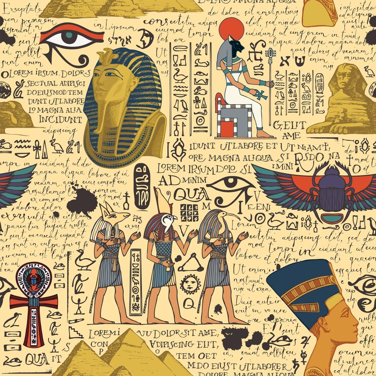 Vector patrón sin costuras en el tema del antiguo egipto