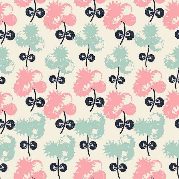 Patrón sin costuras con textura de diferentes flores azules y rosas diseño de fondo de impresión floral vectorial